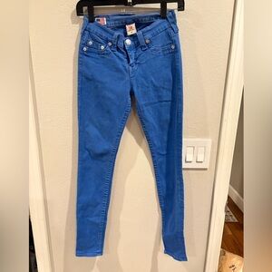 True Religion Super Skinny Mid Rise Blue Halle Jeans Made in the USA Size 26x29